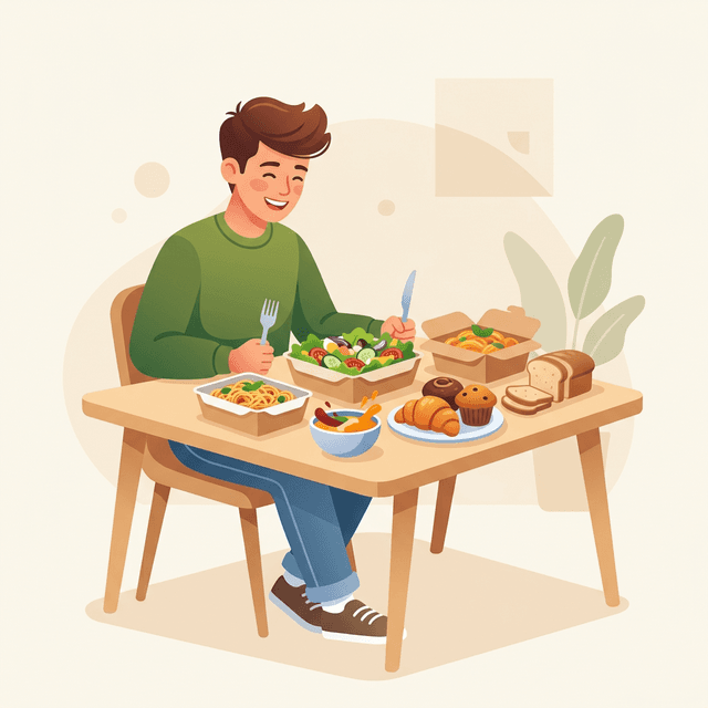 Happy customer enjoying affordable surplus food